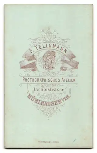 Fotografie F. Tellgmann, Mühlhausen i. Th., Jacobistrasse, Junger Mann mit gelockten Haaren und Segelohren