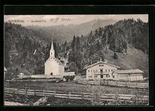 AK Kreuth-Glashütte, Ortsansicht mit Kirche