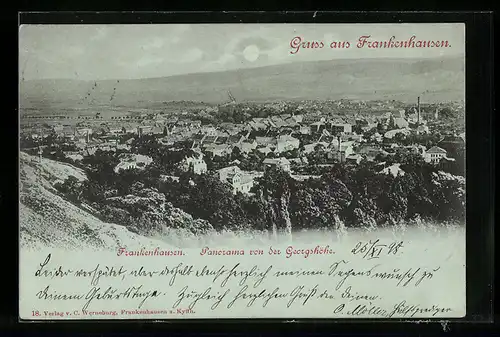 Mondschein-AK Frankenhausen, Panorama von der Georgshöhe