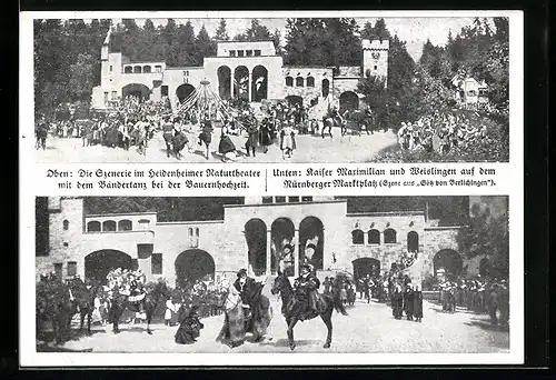 AK Heidenheim, Naturtheater, Volksschauspiele 1932 - Bändertanz bei einer Bauernhochzeit, Kaiser Maximilian