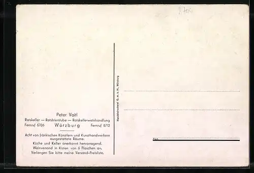 Künstler-AK Würzburg, Gasthaus Ratskeller, Innenansicht, Peter Vaitl