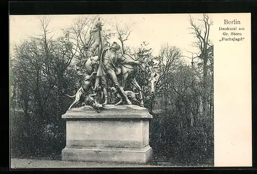 AK Berlin, Fuchsjagd-Denkmal am Gr. Stern