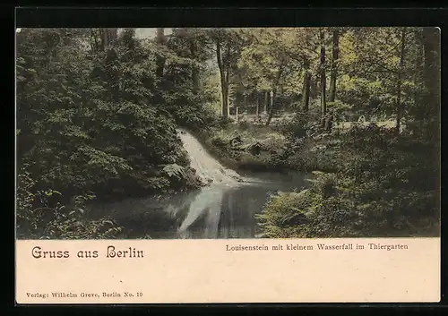 AK Berlin, Louisenstein mit kleinem Wasserfall im Thiergarten
