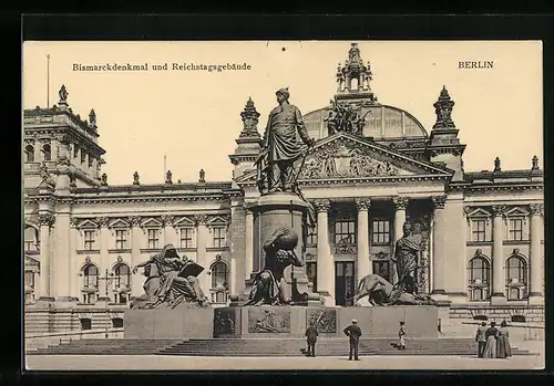 AK Berlin, Bismarckdenkmal und Reichstagsgebäude
