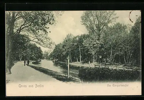 AK Berlin-Tiergarten, Partie am Tiergartenufer