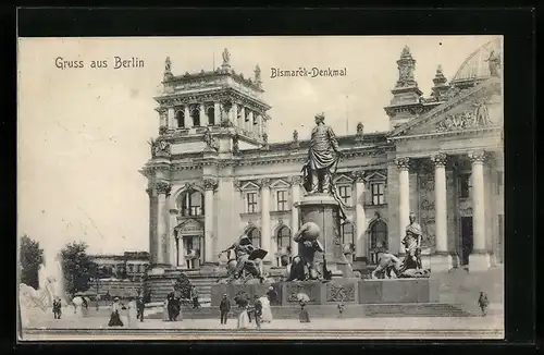 AK Berlin-Tiergarten, Bismarckdenkmal am Reichstagsgebäude