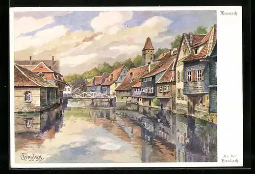 Künstler-AK Kronach, Partie an der Haslach