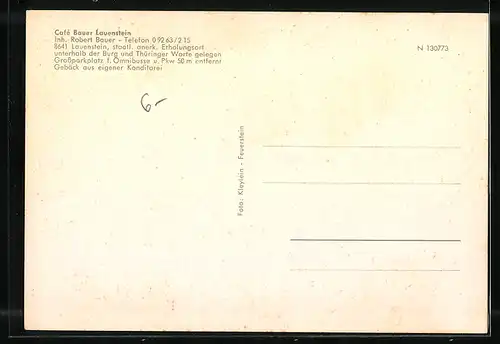 AK Lauenstein, Café Bauer, Innenansicht