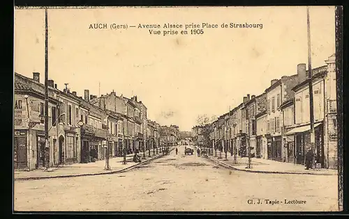 AK Auch, Avenue Alsace prise Place de Strasbourg, Vue prise en 1905