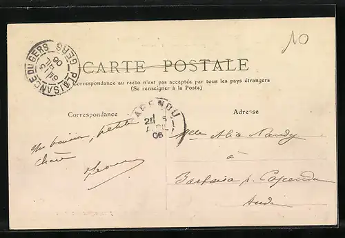 AK Plaisance-du-Gers, Les Allées Bonnet, Vue prise du Pont de l'Arros