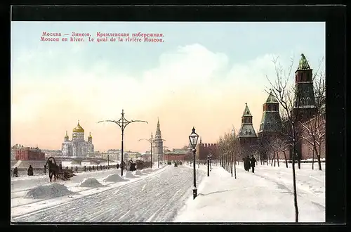 AK Moscou, En Hiver, Le quai de la riviere Moscou