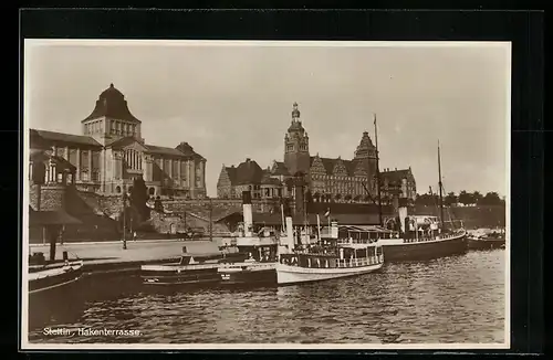 AK Stettin, Flusspartie an der Hakenterrasse