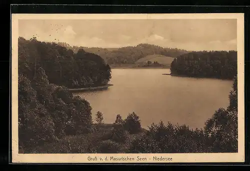 AK Niedersee, Gruss v. d. Masurischen Seen