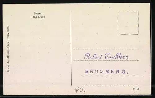 AK Posen / Poznan, am Stadttheater