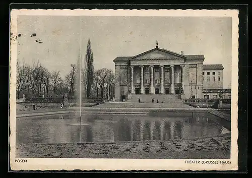 AK Posen / Poznan, Partie am Theater (Grosses Haus)