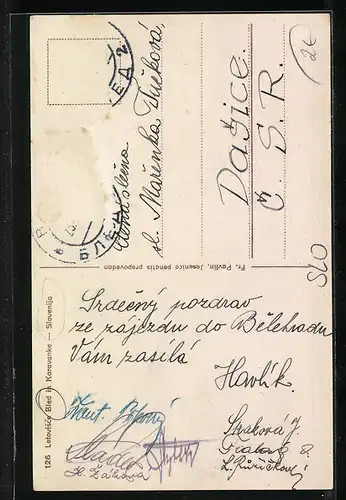 AK Bled, Uferpartie mit Kirche