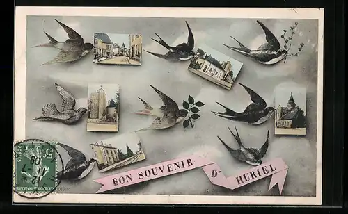 AK Huriel, Kirche, Gebäudeansicht, Strassenpartie