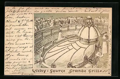 Künstler-AK Vichy, Source Grande Grille
