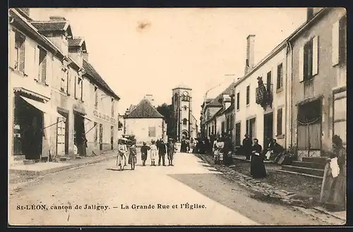 AK St-Léon, La Grande Rue et l`Eglise