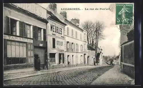 AK Luzarches, La rue du Pontcel, Strassenpartie