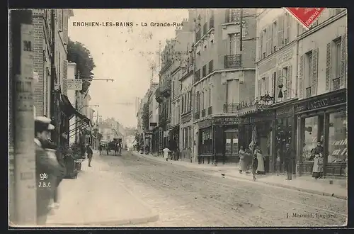 AK Enghien-les-Bains, La Grande-Rue, Strassenpartie