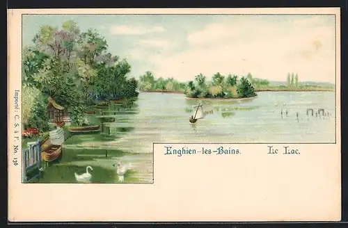 Lithographie Enghien-les-Bains, Le Lac