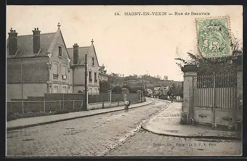 AK Magny-en-Vexin, Rue de Beauvais, Strassenpartie