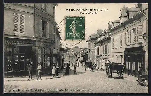 AK Magny-en-Vexin, Rue Nationale, Strassenpartie