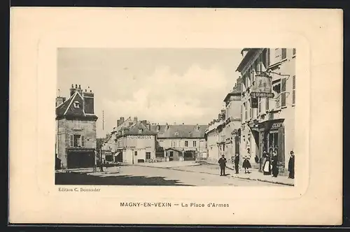 AK Magny-en-Vexin, La Place d`Armes, Ortspartie