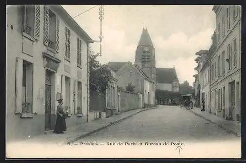 AK Presles, Rue de Paris et Bureau de Poste