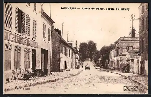 AK Louvres, Route de Paris, sortie du Bourg