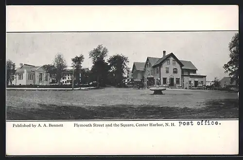 AK Center Harbor, NH, Plymouth Street and the Square with Post Office