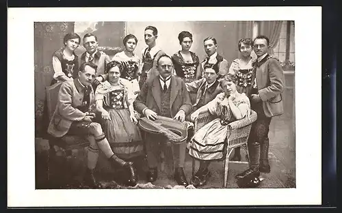 AK Esslingen, Gruppenbild der Trachtenkapelle der Gesangsabteilung Zitherkranz