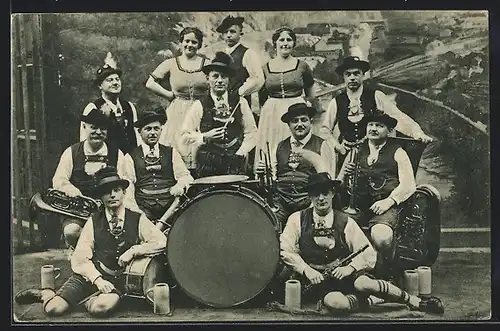 AK Hansl Moser mit seiner Original bayrischen Oberlandler-Kapelle