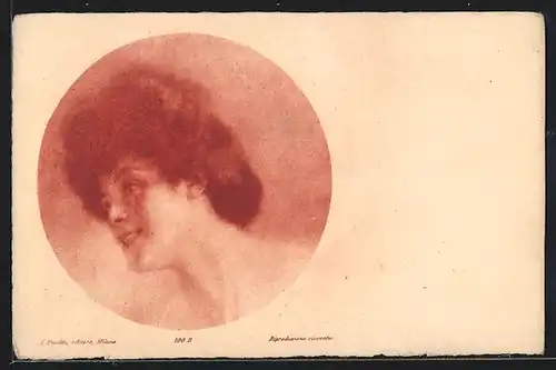 Künstler-AK Portrait einer Dame im Jugendstil