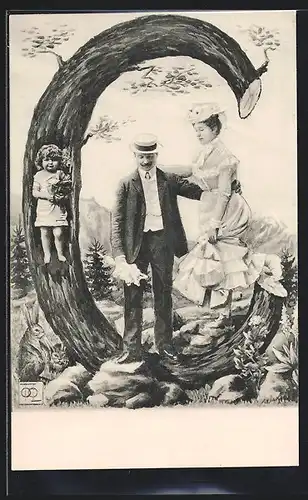 AK Kind versteck sich vor den Eltern im Buchstaben C