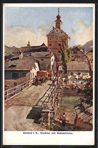 AK Gmünd i. K., Stadttor mit Maltabrücke
