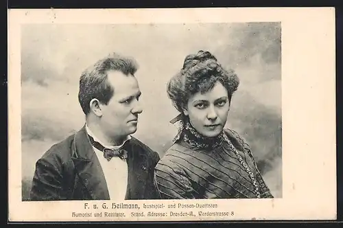 AK F. und G. Heilmann, Lustspiel- und Possen-Duettisten