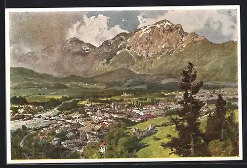 Künstler-AK Edward Harrison Compton: Reichenhall, Ortsansicht gegen Hohenstaufen