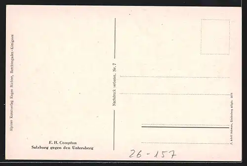 Künstler-AK Edward Harrison Compton: Salzburg gegen den Untersberg