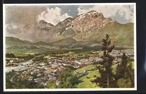 Künstler-AK Edward Harrison Compton: Reichenhall, Ortsansicht gegen Hohenstaufen