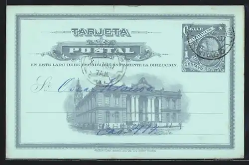 AK Santiago, neoklassizistisches Gebäude, Deutscher Wissenschaftlicher Verein, Ganzsache