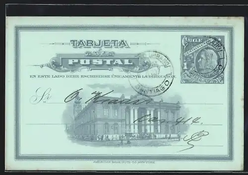 AK Santiago, Deutscher Verein, Einladung zum Essen, Ganzsache