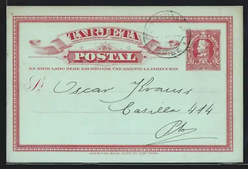 AK Santiago, Deutscher Turnverein, Vorstandssitzung 1907, Ganzsache