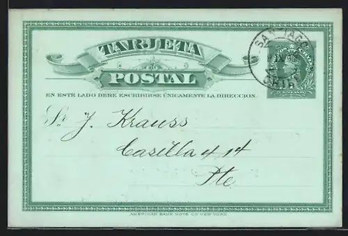 AK Santiago, Deutscher Turnverein, Ordentl. Hauptversammlung, Ganzsache