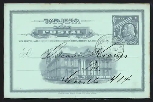 AK Santiago, Deutscher Gesang-Verein Frohsinn, Tanzkränzchen, Ganzsache