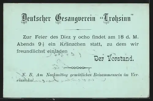 AK Santiago, Deutscher Gesang-Verein Frohsinn, Feier des Diez y ocho, Ganzsache