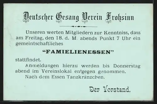 AK Santiago, Deutscher Gesang-Verein Frohsinn, Familienessen, Ganzsache