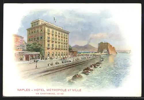 Künstler-AK Naples, Hotel Métropole et Ville