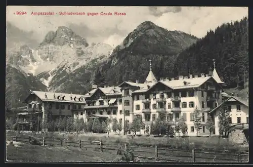 AK Schluderbach /Ampezzotal, Ortsansicht gegen Croda Rossa